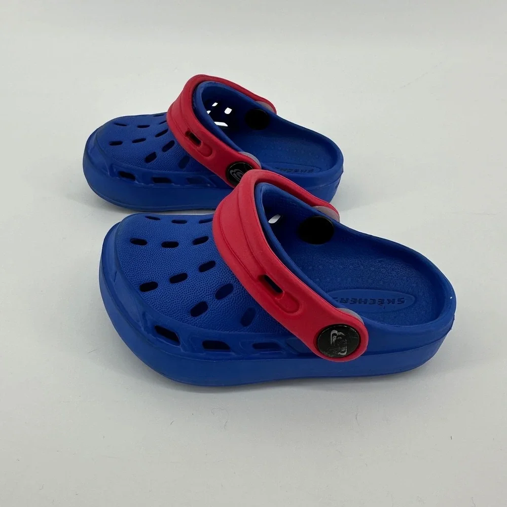 Skechers Foamies Swifters Blue/Red Toddler Size 5 Clogs Good Preowned Condition